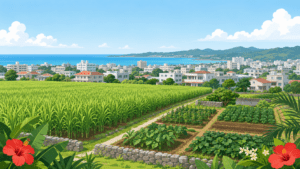 まとまった農地と市街地寄りの小区画を対比した農地区分のイメージ（行政書士 沖縄 南城 農地転用）