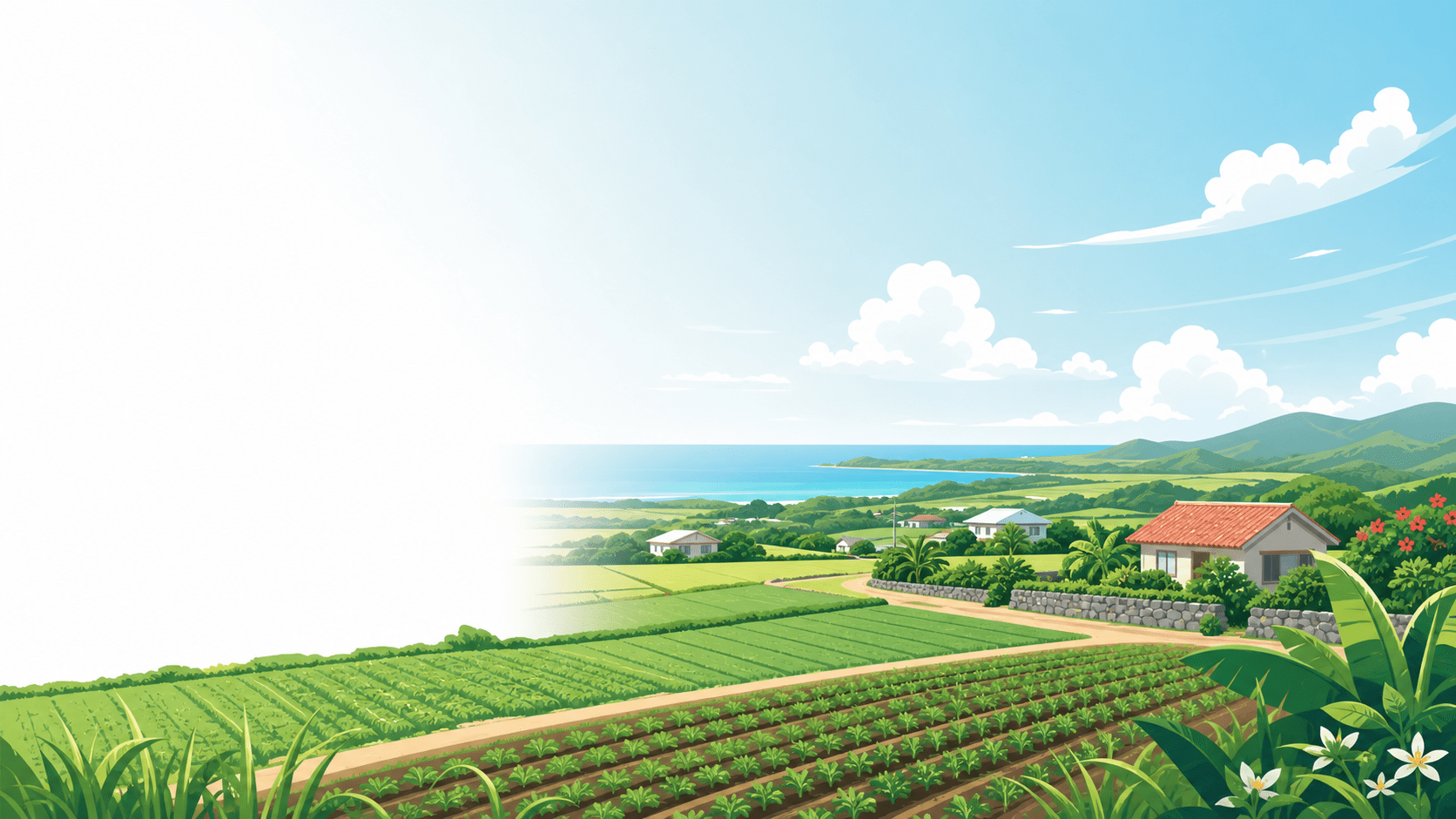 沖縄本島南部の農地と青空（行政書士による農地転用サポートのイメージ）
