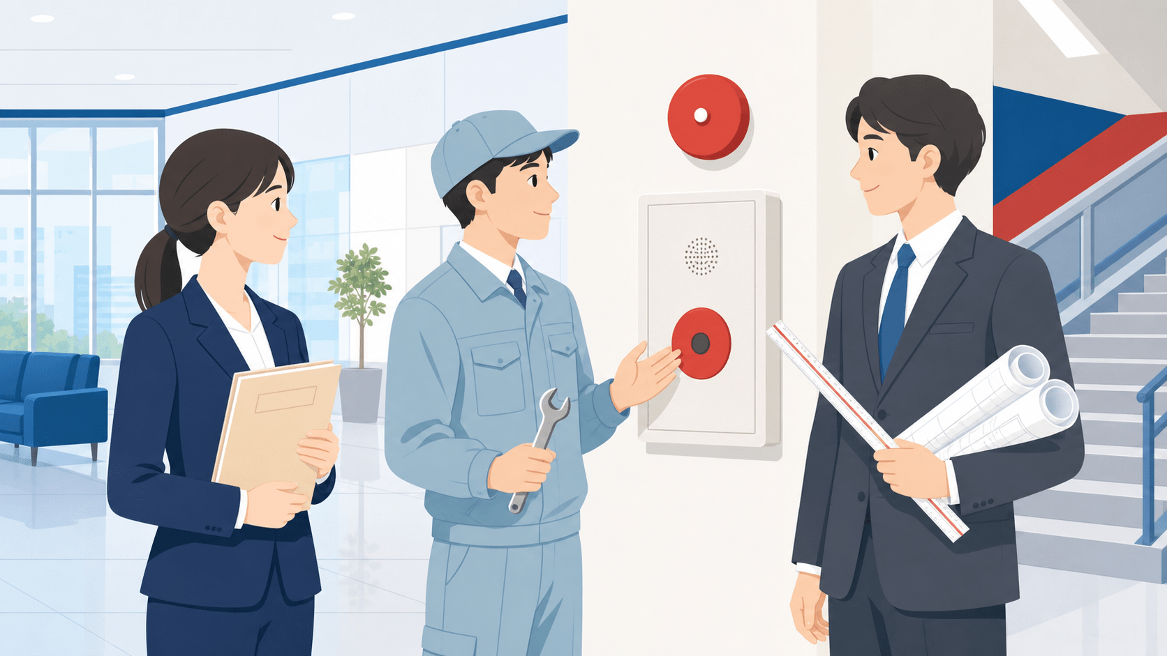 消防設備士・建築士との役割分担を表したイメージ（業際）