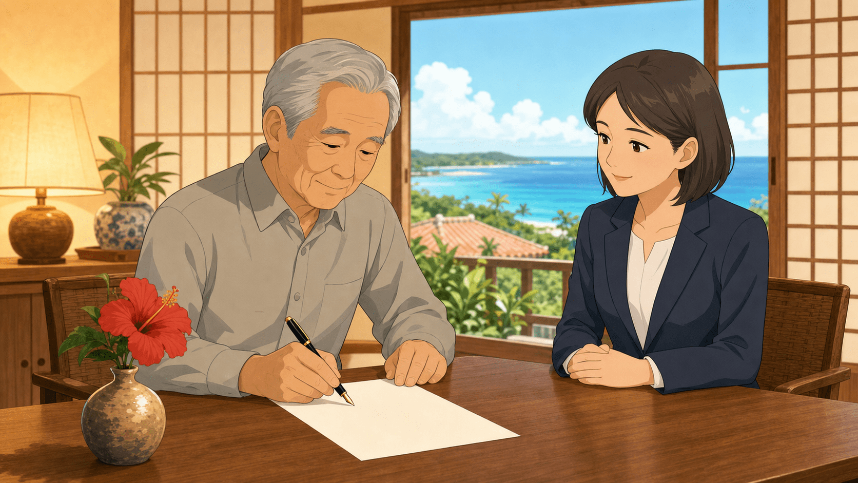 行政書士のサポートで遺言書を作成するイメージ